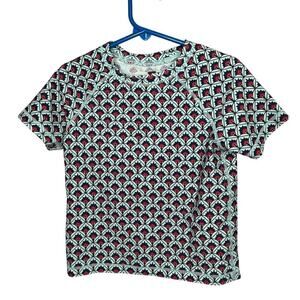 Tea Collection Girls Short Sleeve Geometric Print Rash Guard Swim Top Size 8